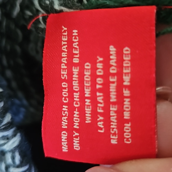 Homage Cable Knit Winter Hat - Variegated gray, navy, green pom pom - Picture 6 of 7